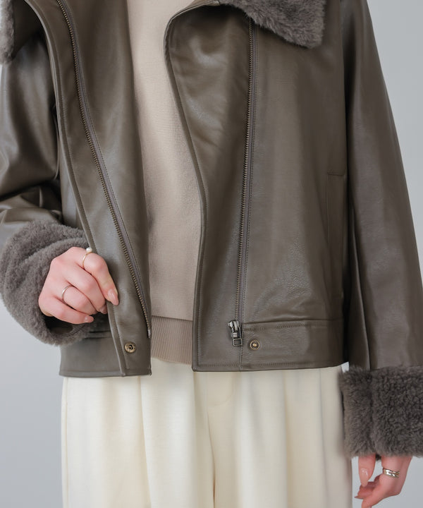 レザーポインテッドファージャケット