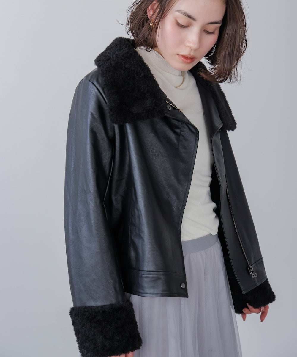 レザーポインテッドファージャケット
