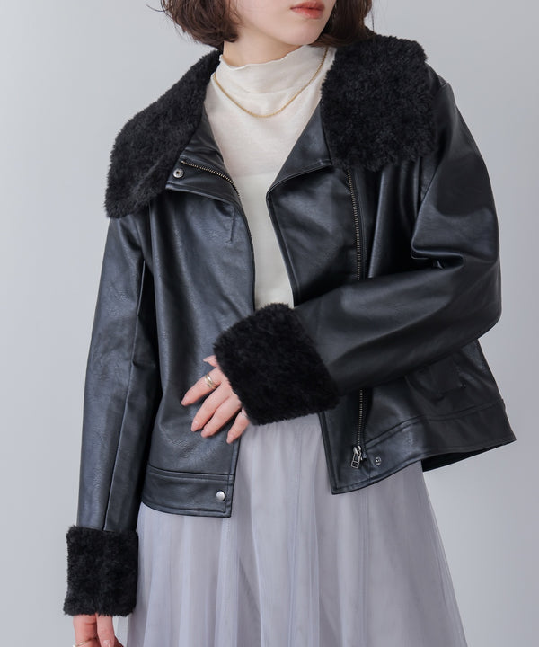 レザーポインテッドファージャケット