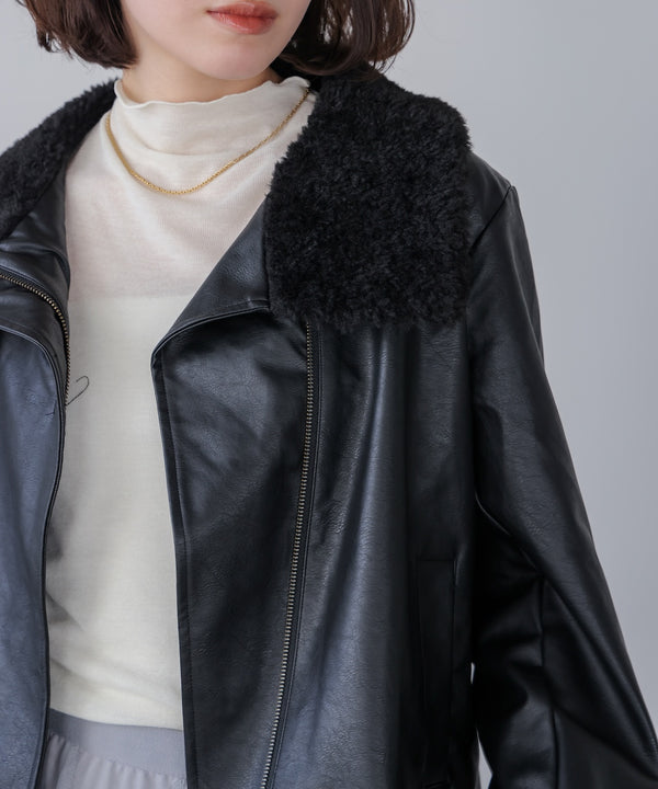 レザーポインテッドファージャケット