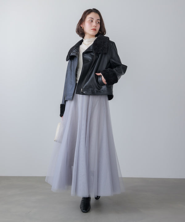 レザーポインテッドファージャケット