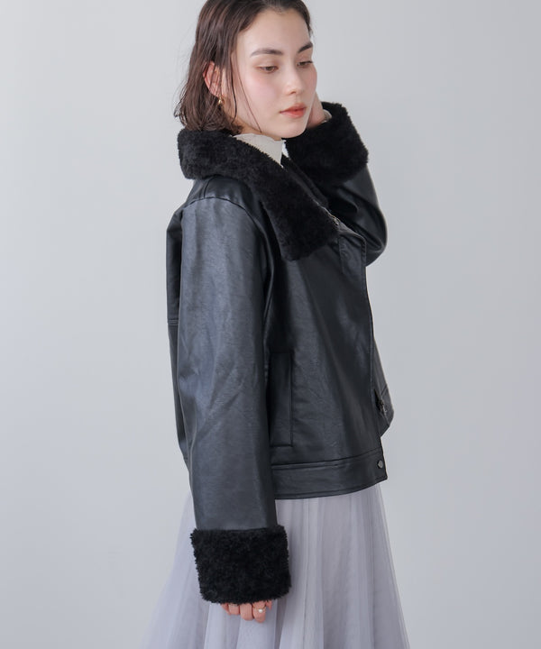 レザーポインテッドファージャケット