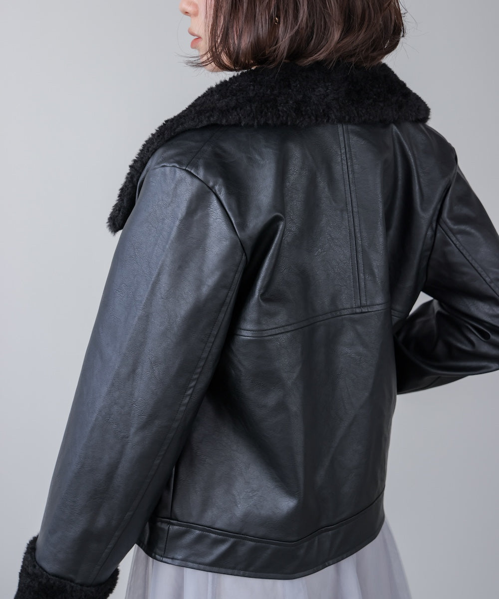 レザーポインテッドファージャケット