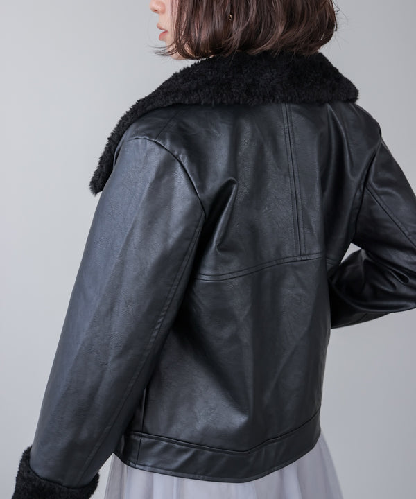 レザーポインテッドファージャケット