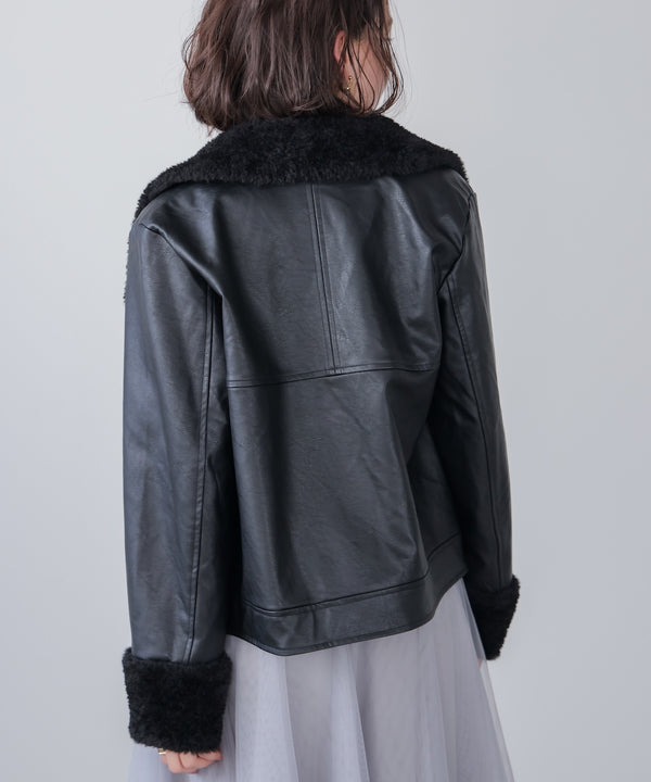 レザーポインテッドファージャケット