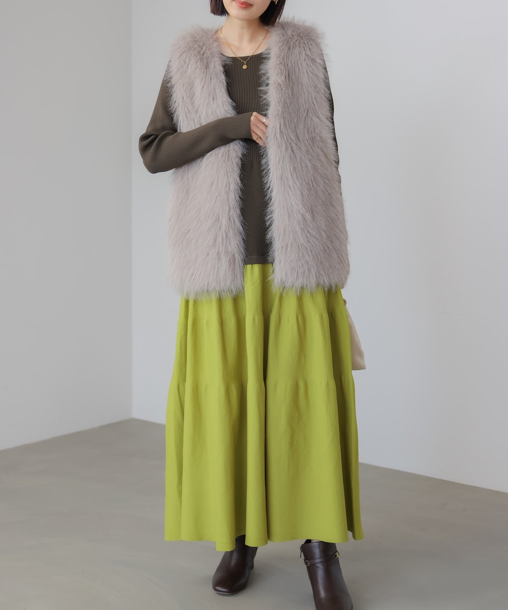 エアリーバイカラーニットワンピース