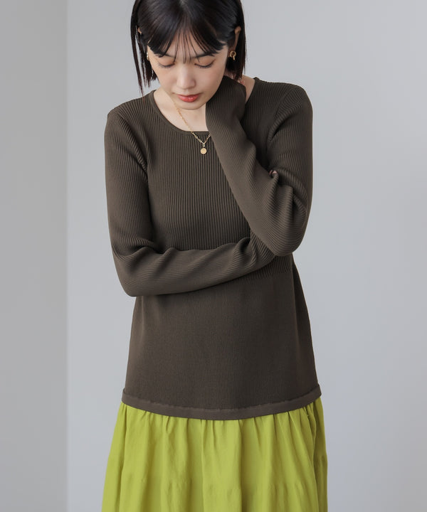 エアリーバイカラーニットワンピース