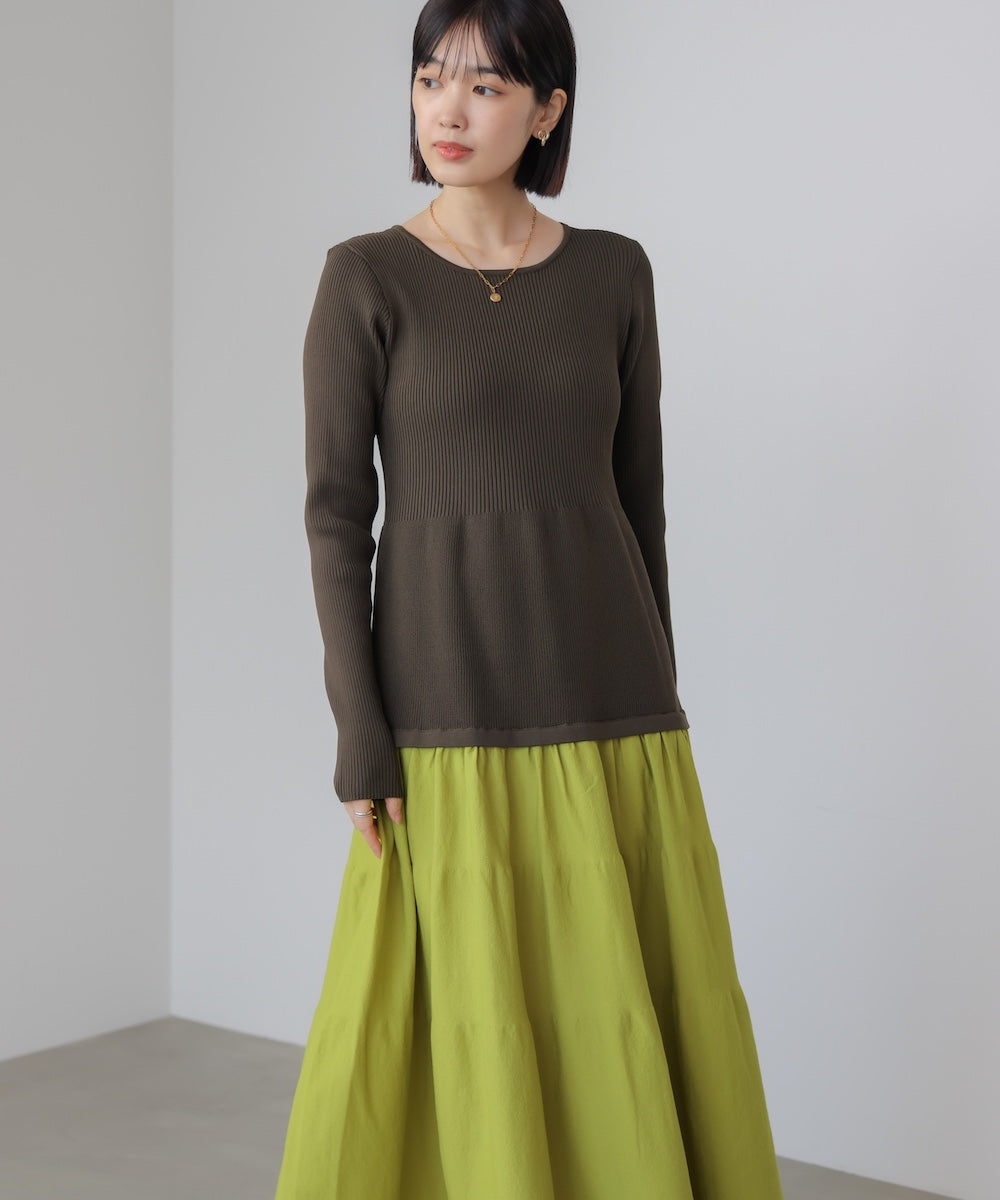 エアリーバイカラーニットワンピース