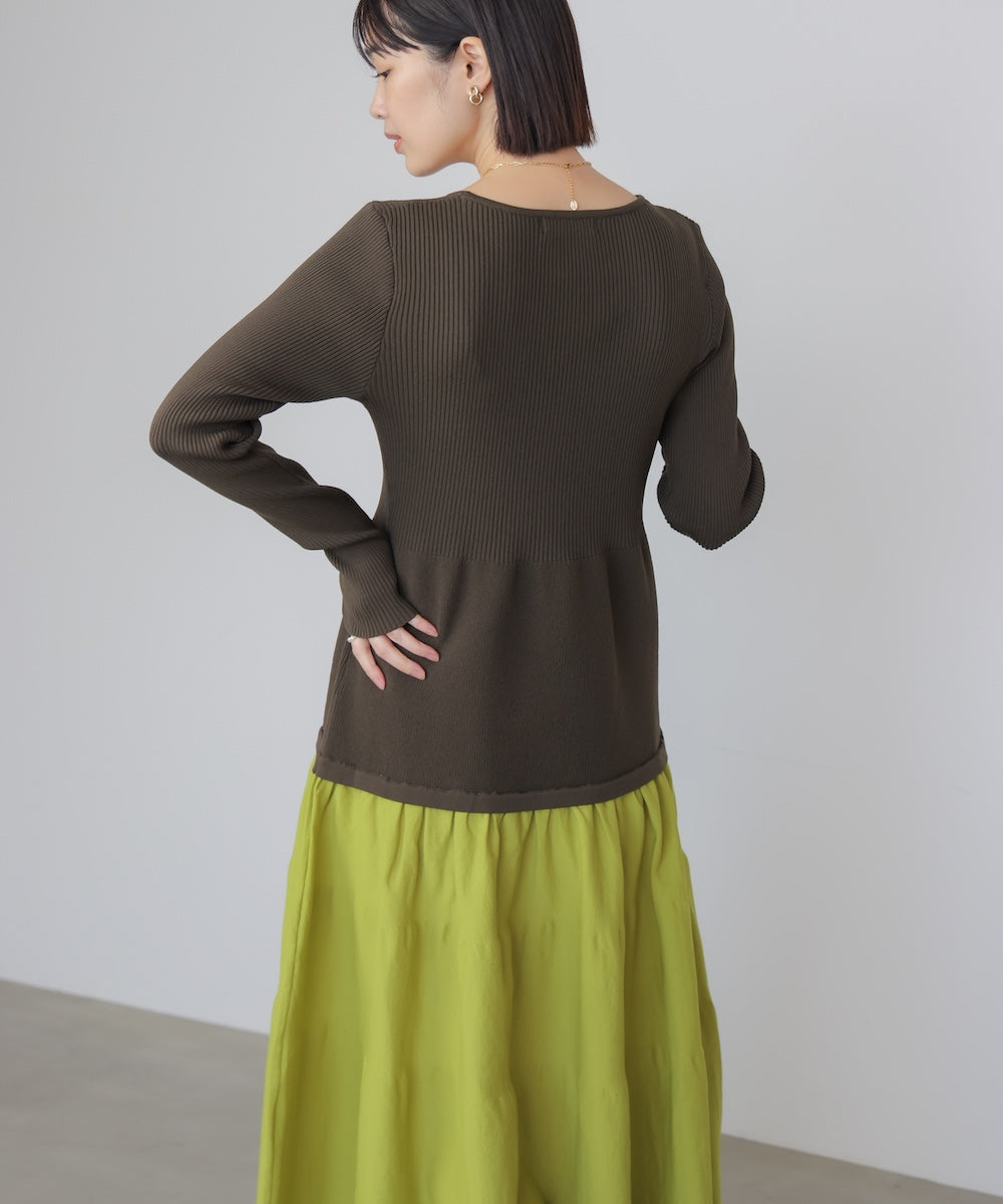 エアリーバイカラーニットワンピース