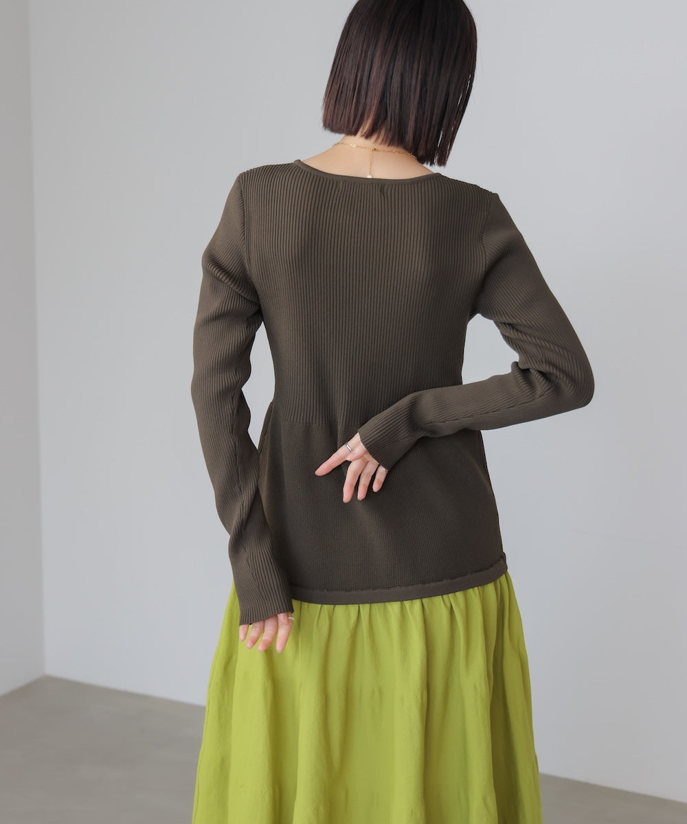 エアリーバイカラーニットワンピース