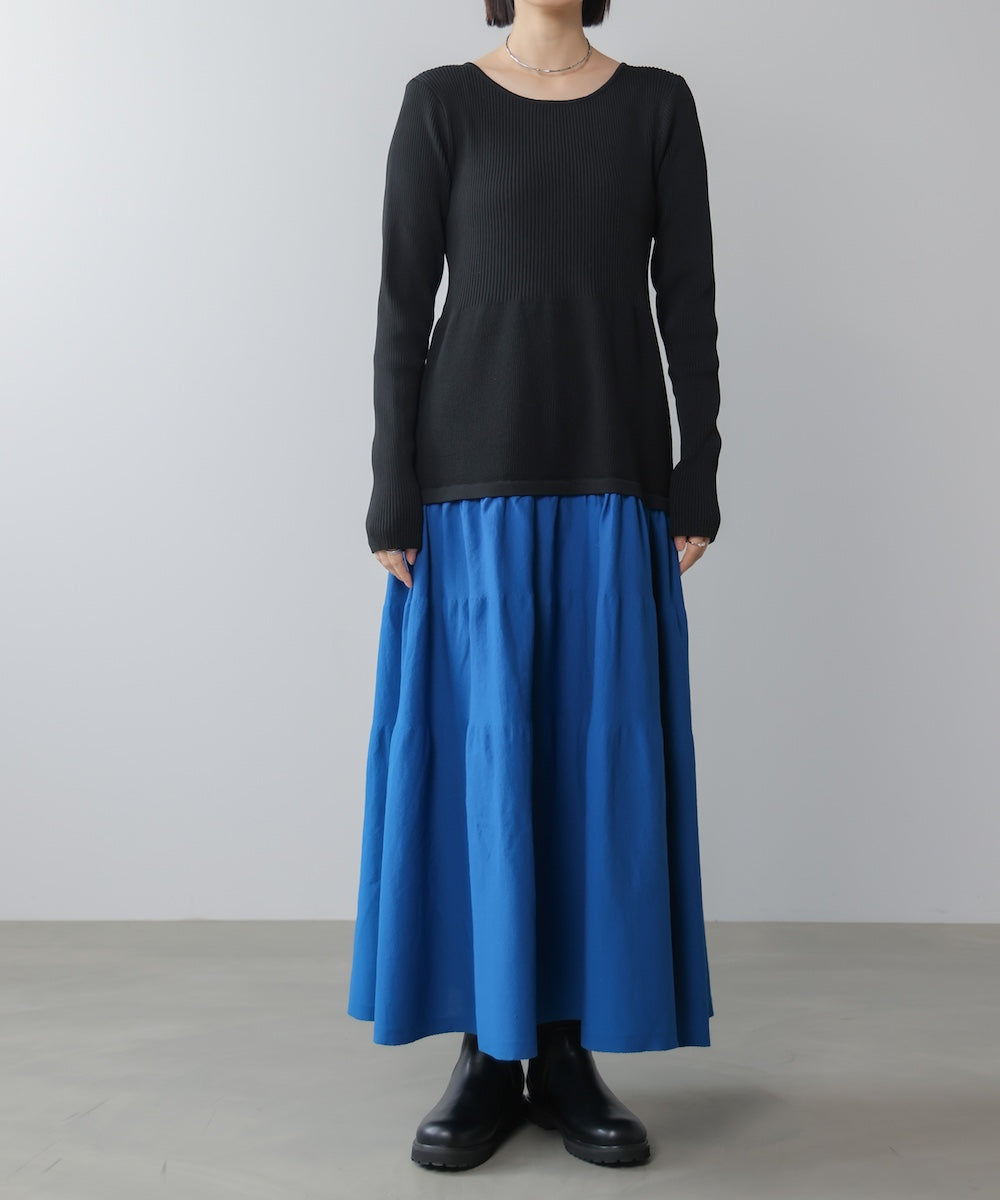 エアリーバイカラーニットワンピース