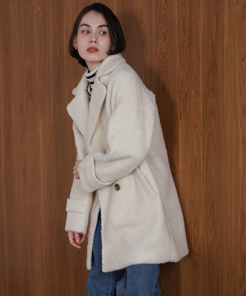 山夫人 新品　BOUJELOUD 中綿ドッキングブークレコート 山夫人様専用 新品 BOUJELOUD 中綿ドッキングブークレコート