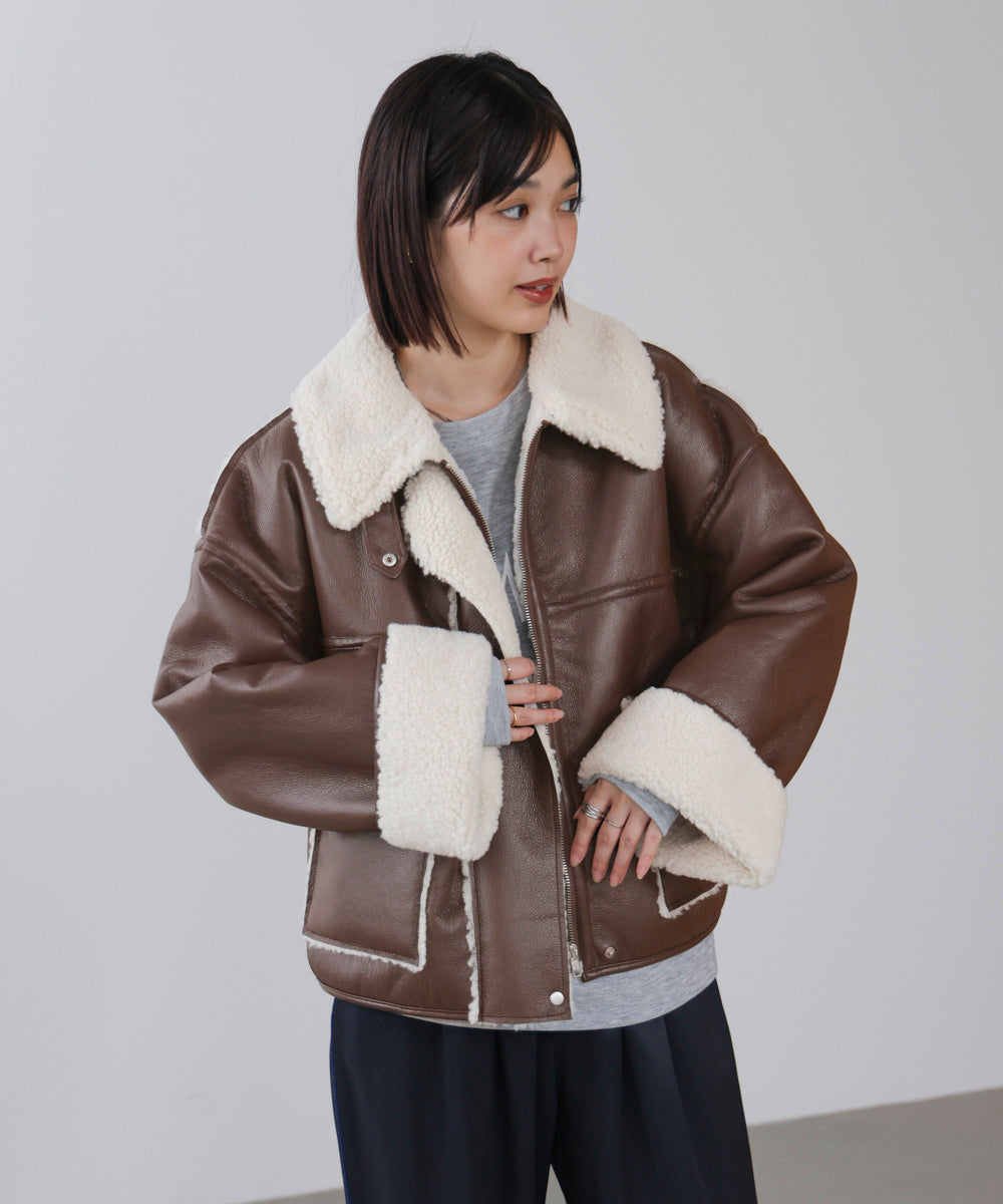 レザーボアブルゾン