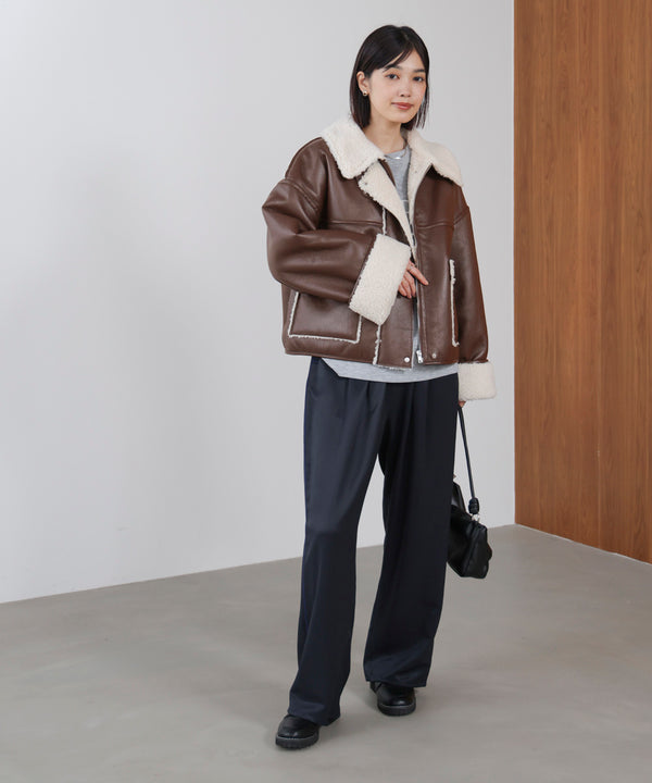 レザーボアブルゾン