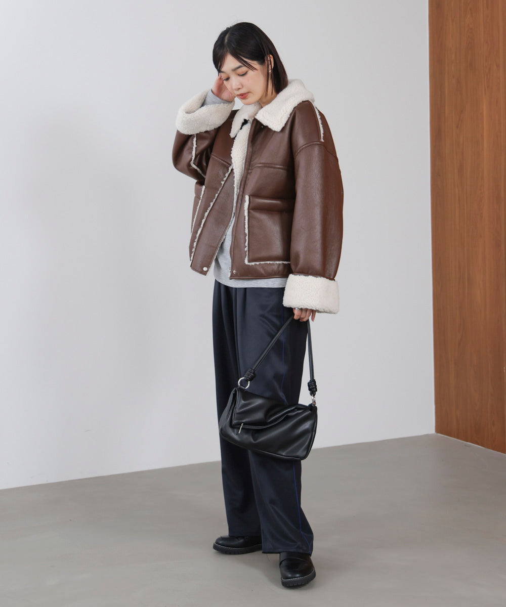 レザーボアブルゾン