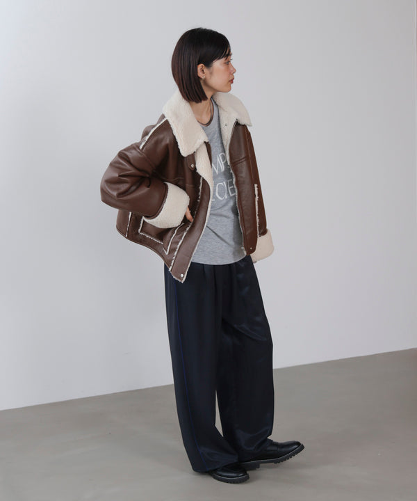 レザーボアブルゾン