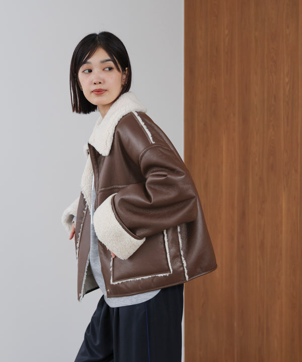 レザーボアブルゾン