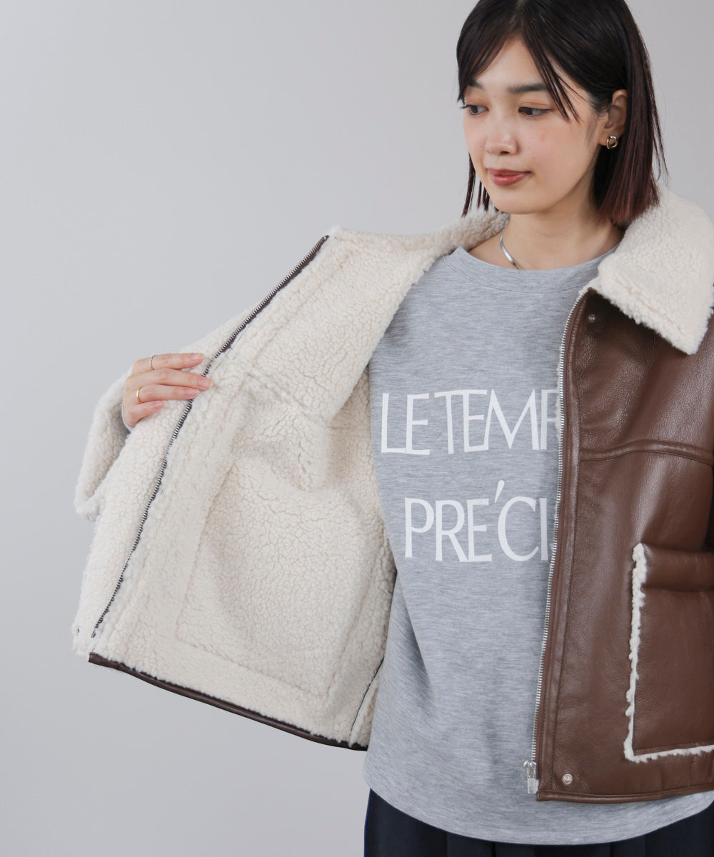 レザーボアブルゾン