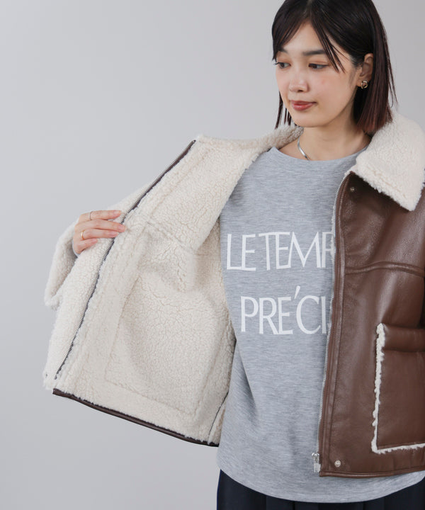 レザーボアブルゾン