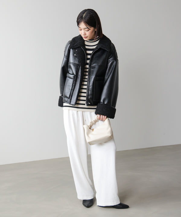 レザーボアブルゾン
