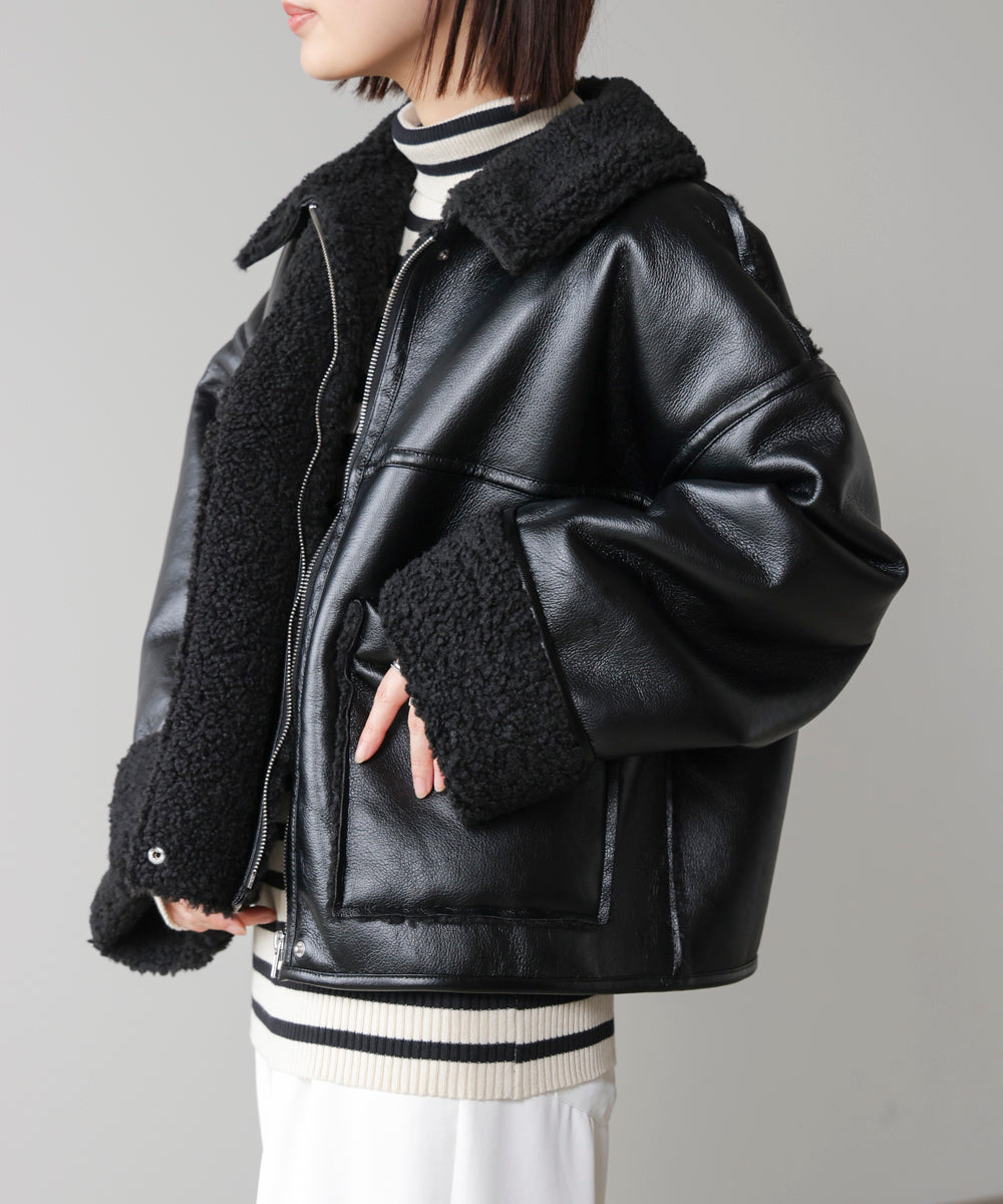 レザーボアブルゾン