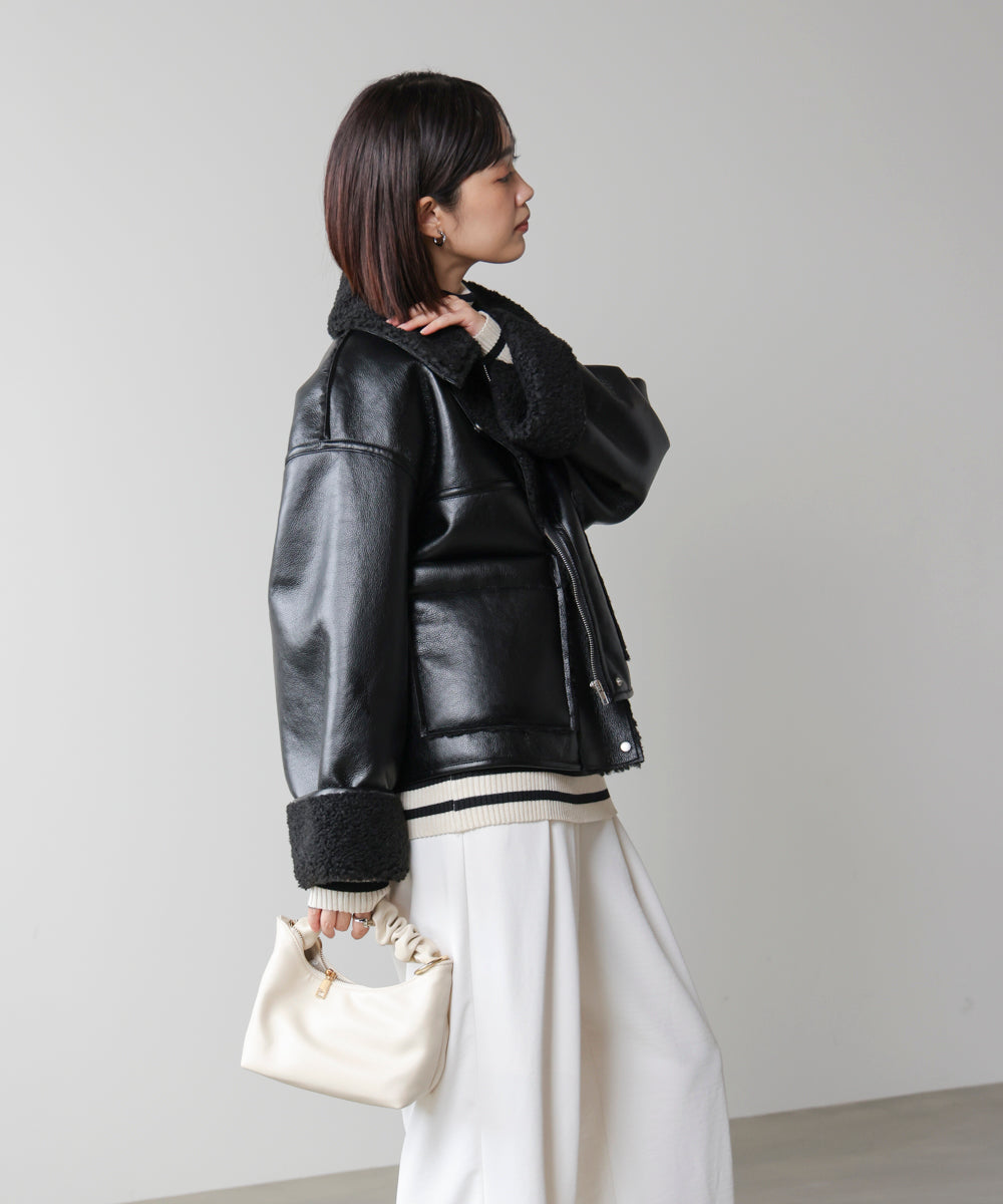 レザーボアブルゾン