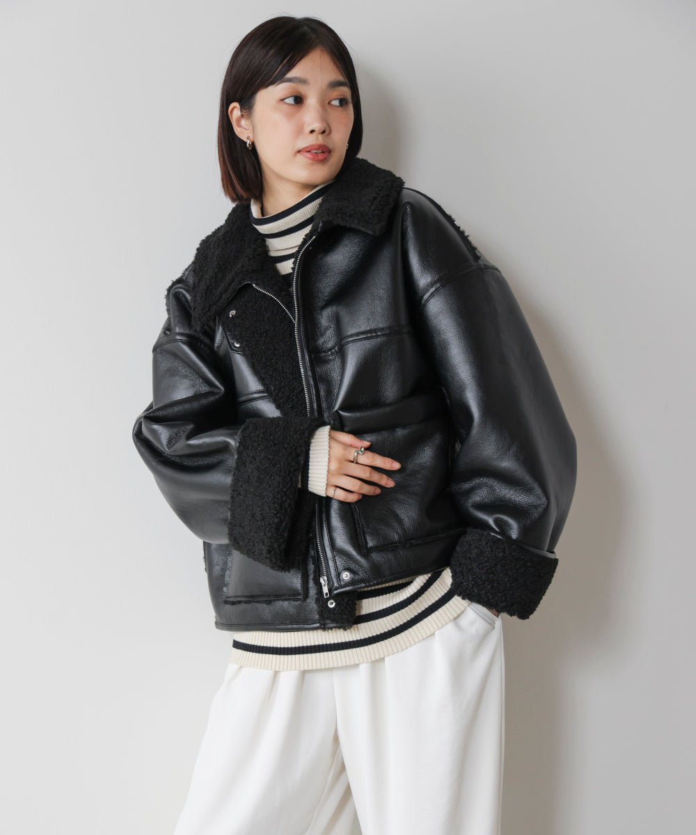 レザーボアブルゾン［11/7発送予定］