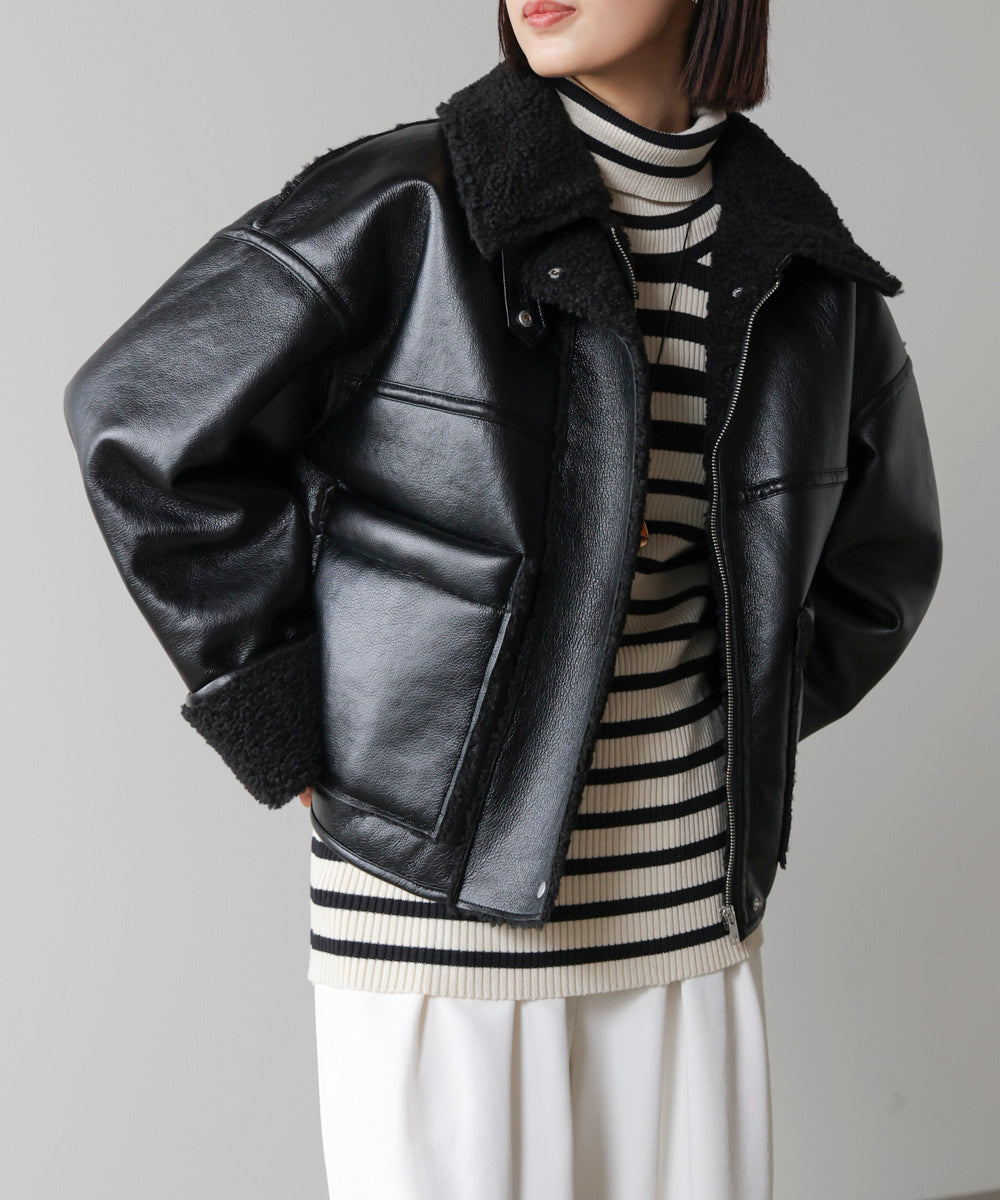 レザーボアブルゾン
