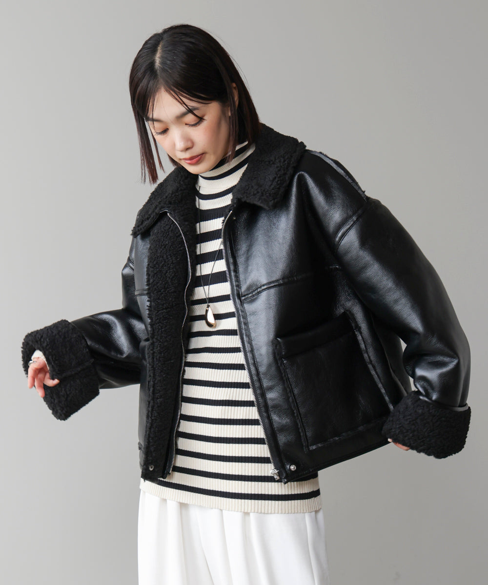 レザーボアブルゾン