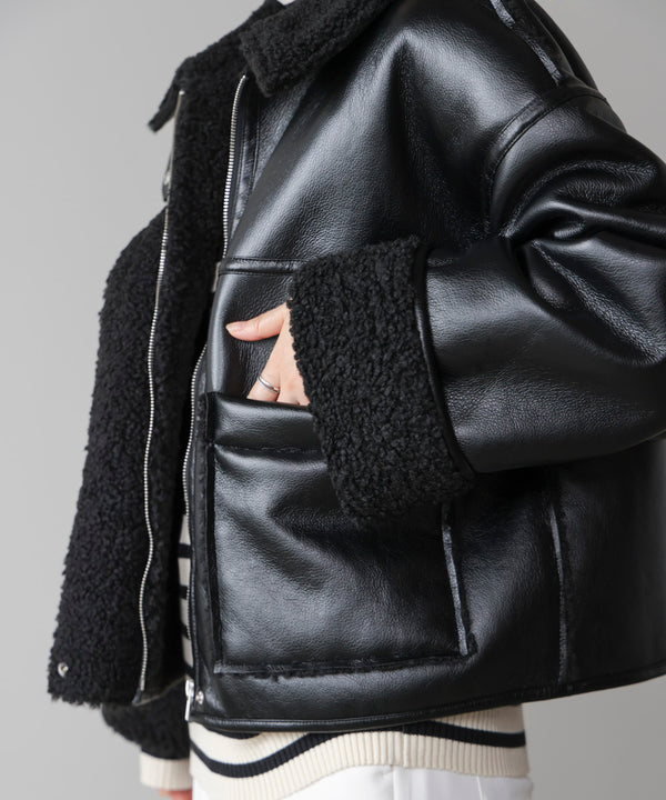 レザーボアブルゾン