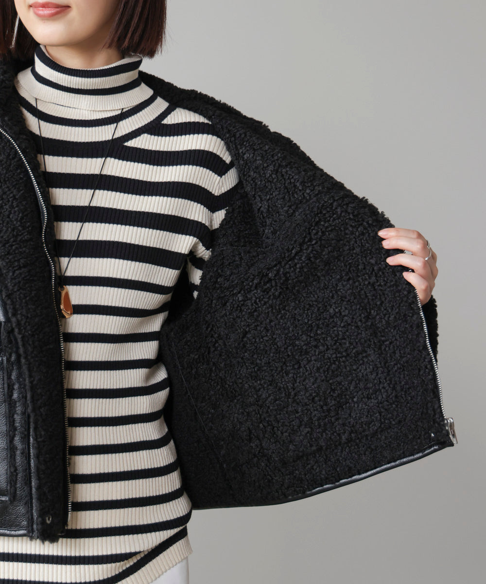 レザーボアブルゾン