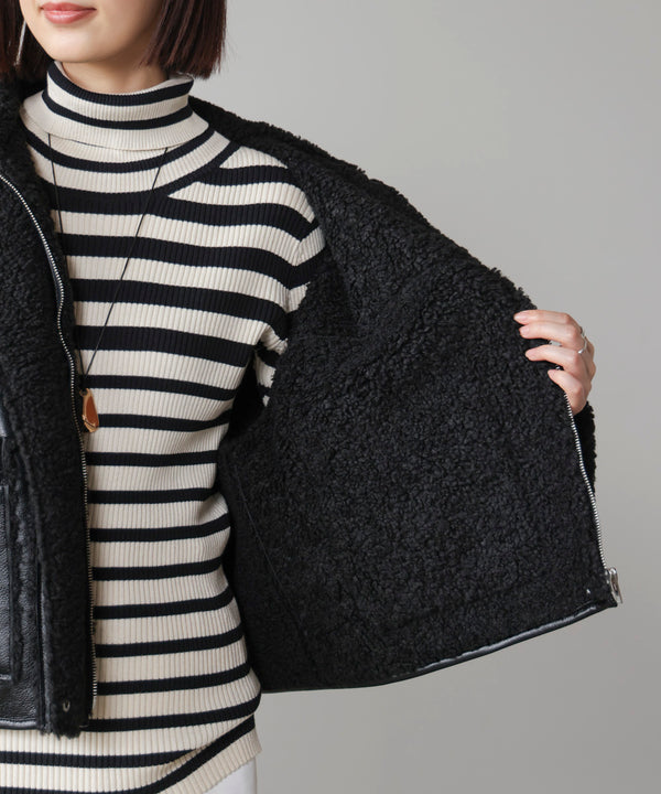 レザーボアブルゾン