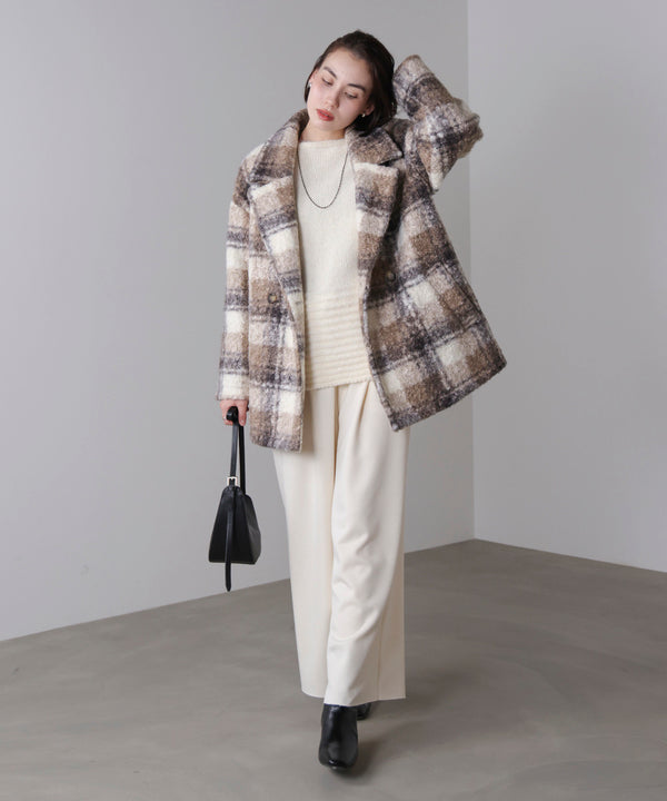 ブークレチェックコート