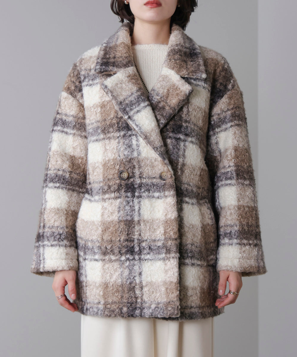 ブークレチェックコート