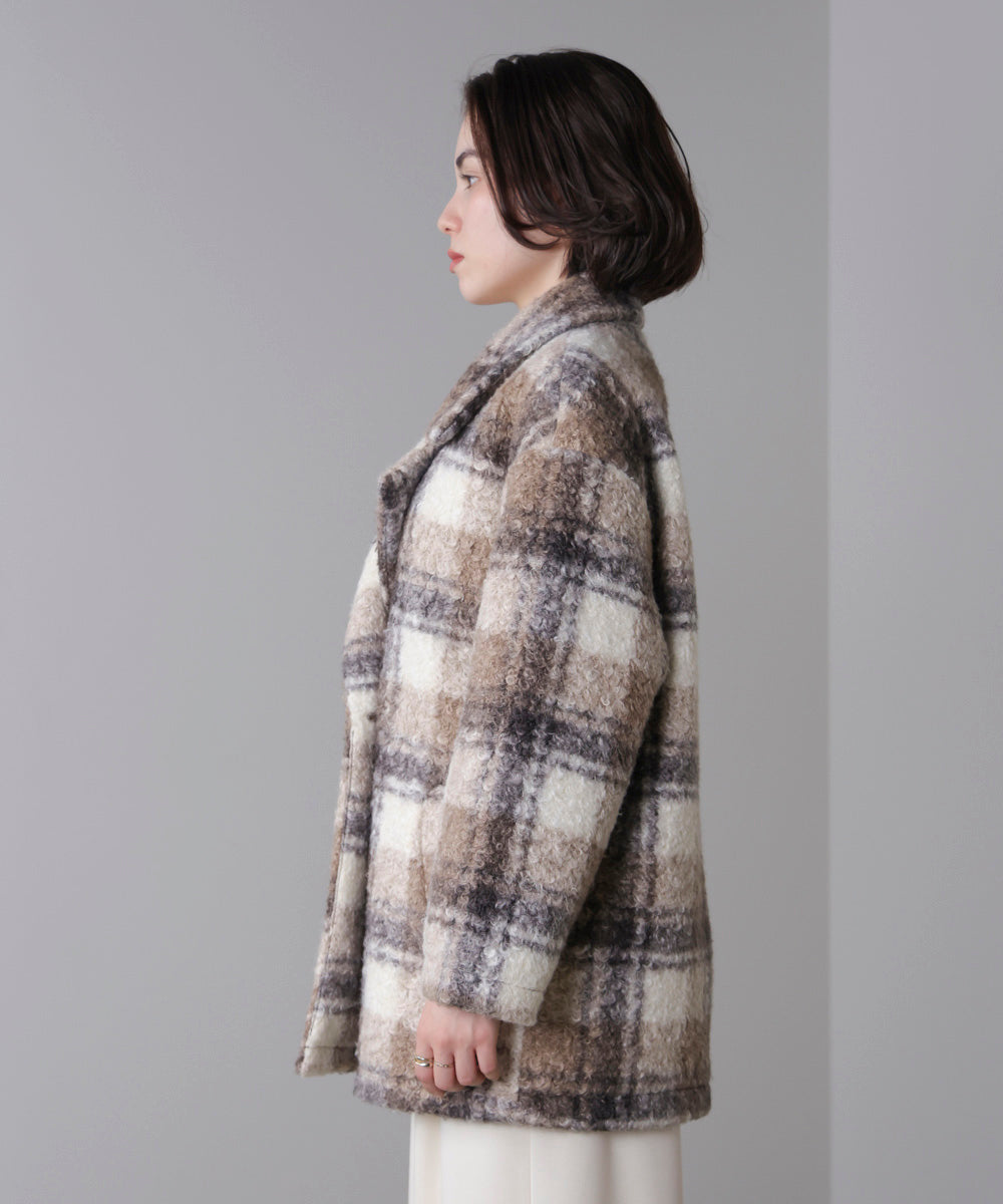 ブークレチェックコート