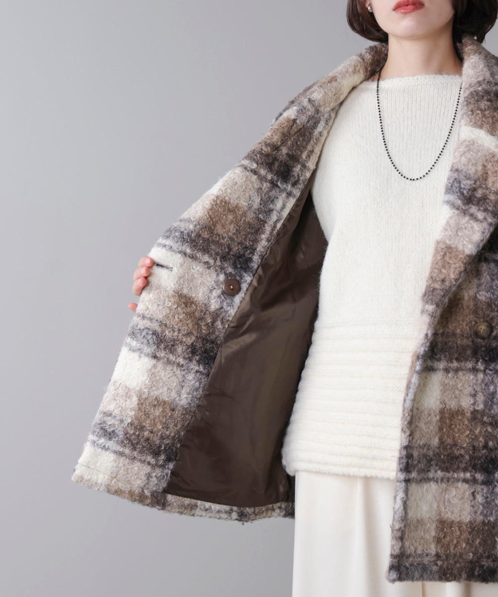 ブークレチェックコート