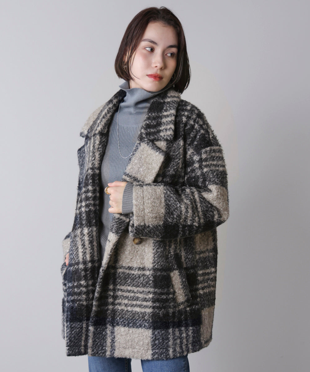 ブークレチェックコート