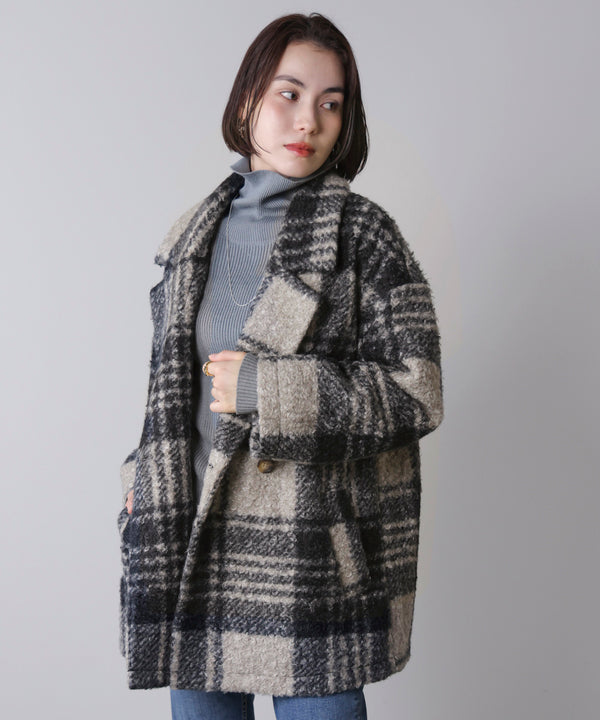 ブークレチェックコート