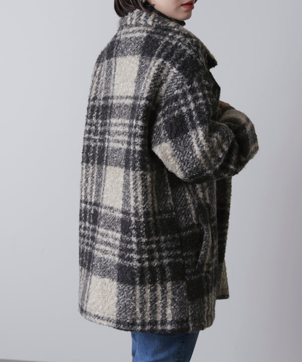 ブークレチェックコート