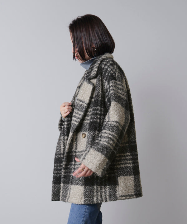 ブークレチェックコート