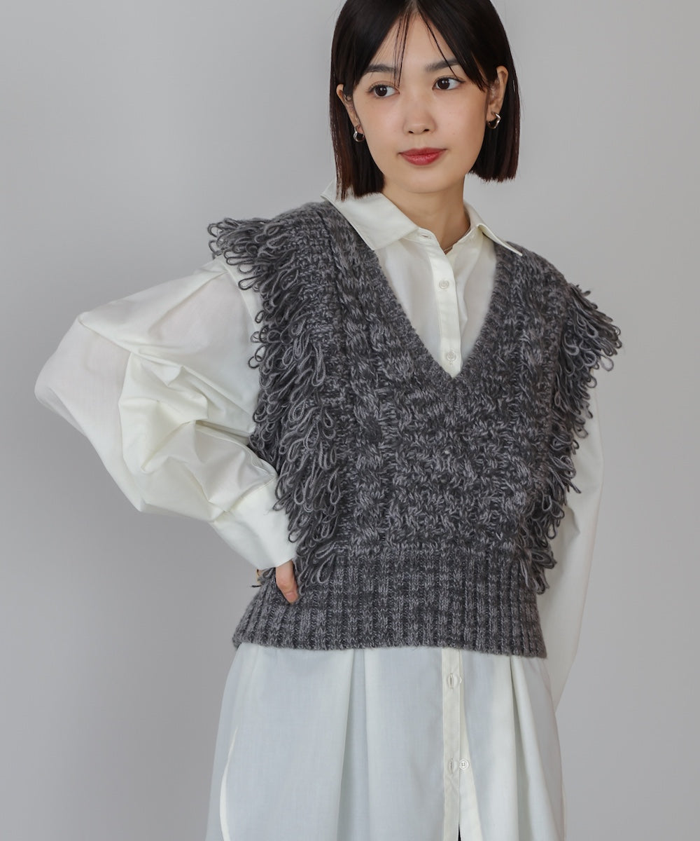 WEB限定】フリンジニットベスト