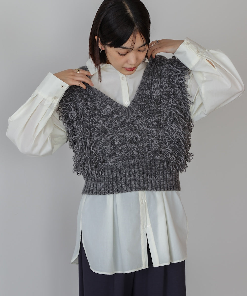 WEB限定】フリンジニットベスト
