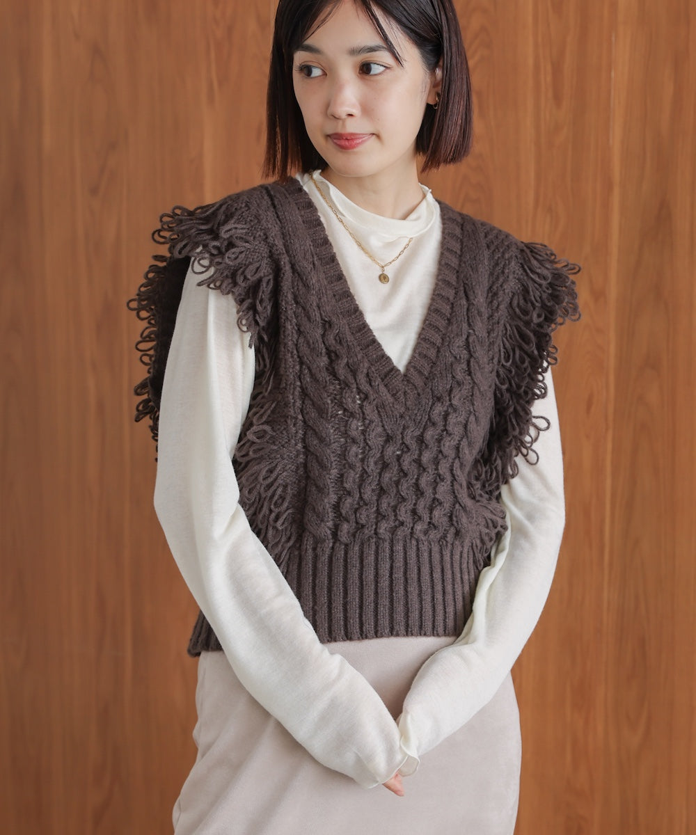 BRUNELLO CUCINELLI フード付きニットベスト WEB限定】フリンジニットベスト