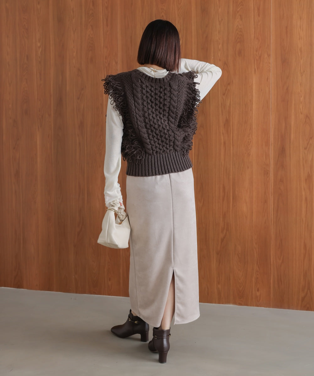 WEB限定】フリンジニットベスト