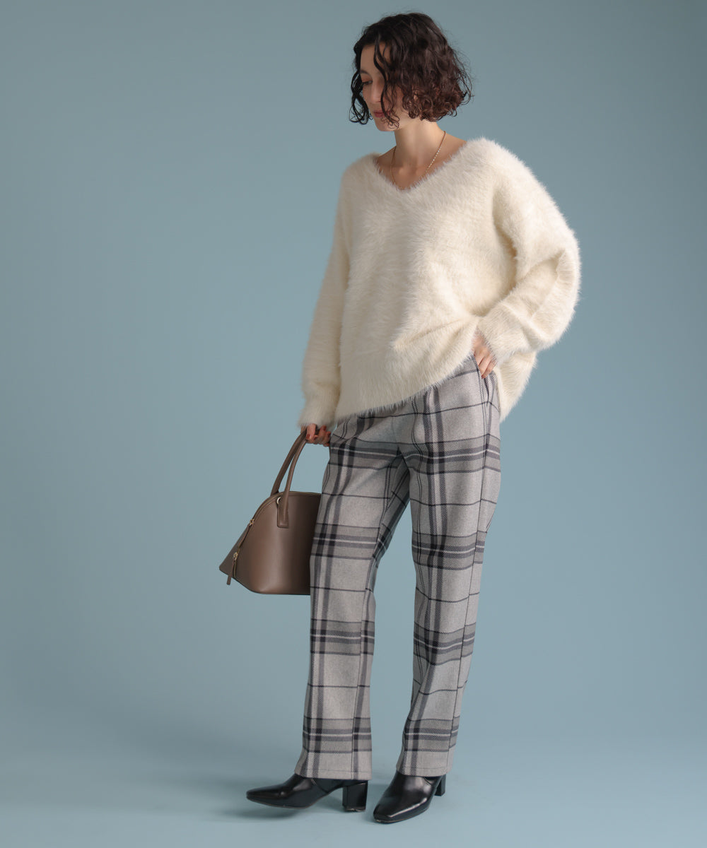 【WEB限定】チェック柄ストレートパンツ
