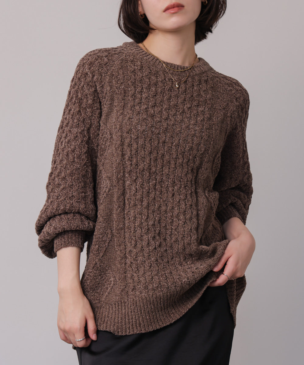 rukkilill ケーブルニット WEB限定】モールケーブルニット