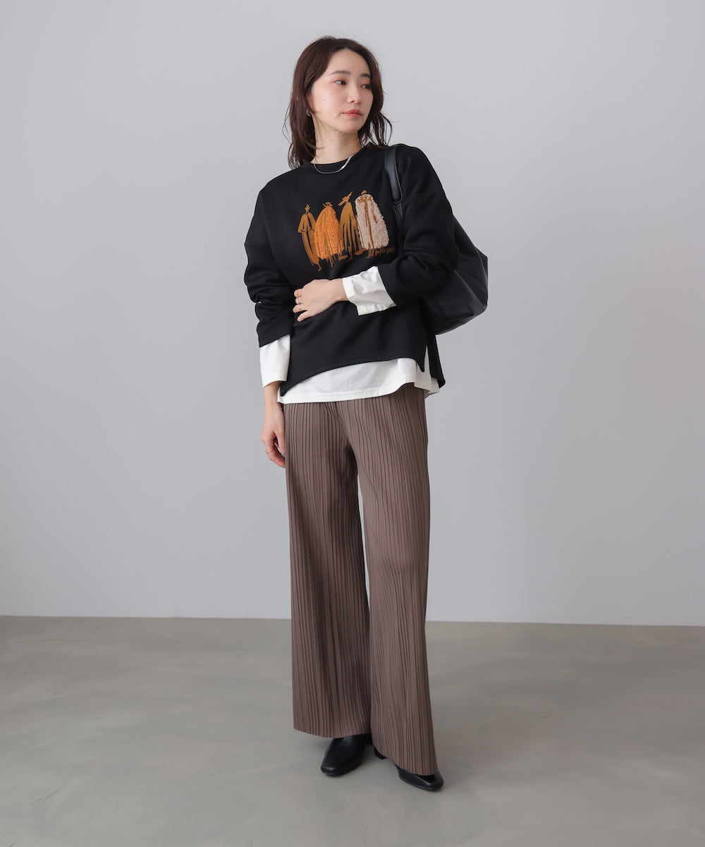 起毛プリーツパンツ