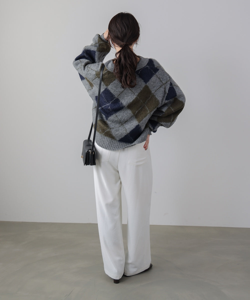 アーガイル襟付ニット