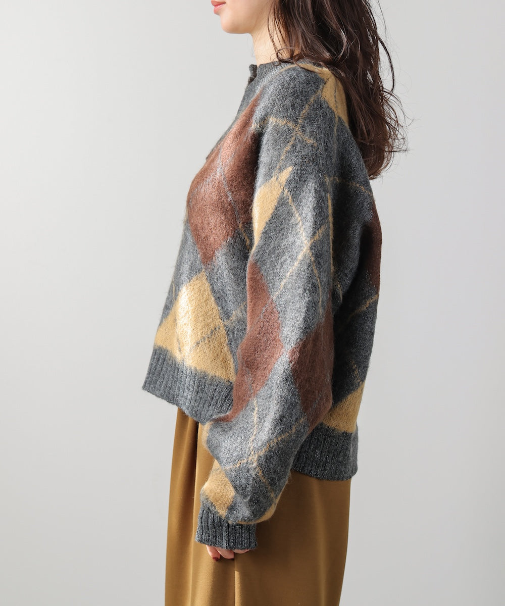 アーガイル襟付ニット