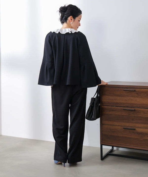 カットジョーゼットストレートパンツ